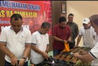 Intel Polres Pamekasan Dan Satgas Tramtib Lapas Kelas IIA Pamekasan Laksanakan Perawatan Senpi