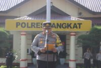 Kapolres Langkat Pimpin Upacara Kenaikan Pangkat Pengabdian Personel