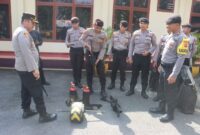 Menjelang tahapan Pungut Suara Pemilu 2024, Kapolres Langkat cek kesiapan Kendaraan Dinas dan Personel Dalmas