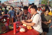 Pembukaan acara ulang tahun Vihara chin bu kiong ke 141  mulai di datangi pengunjung Plh Kades Titi Akar Kaidir ucapkan selamat datang