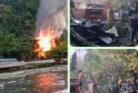 Telah terjadi Kebakaran 2 Unit Penginapan JUNGEL VIEW dan Penginapan RIKKI N BAR di wilayah Bukit Lawang Kec. Bahorok