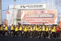 Meriah! Polres Tanjab Barat Gelar Olahraga Bersama TNI, Forkopimda dan Masyarakat Sambut Hari Bhayangkara ke-79