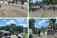 12 Agustus 2025. Polsek Bahorok bersama Mahasiswa KKN UINSU jalin kerjasama dalam melaksanakan Harkamtimas dengan menimbun jalan yang rusak.