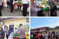 Hari Pertama Gerakan Pangan Murah Polres Langkat, 16 Ton Beras SPHP Ludes Terjual