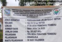 Proyek Rabat Beton di Pematang Tembesu Jadi Sorotan, Diduga Ada Selisih Anggaran Puluhan Juta!