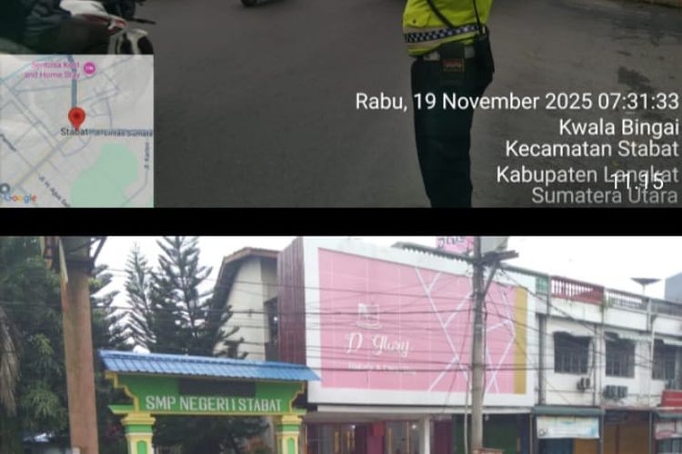 Dua ratus personil Polres Langkat dan Polsek sejajaran, diterjunkan untuk Pos Padat Pagi ( Strong Point ).