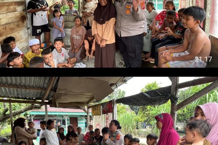 Srikandi Polwan Polres Langkat Gelar Trauma Healing untuk Anak-Anak Korban Banjir