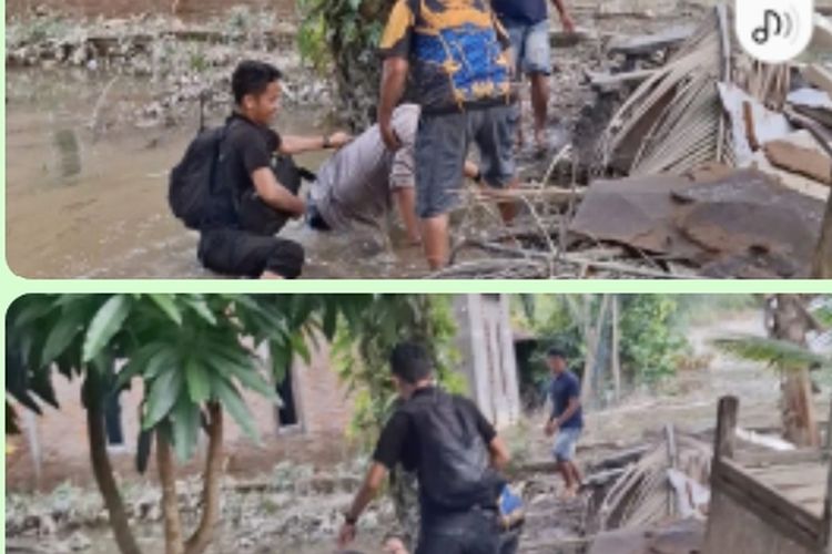 Kapolres Langkat Tercebur Saat Salurkan Bansos Banjir, Tetap Utamakan Warga