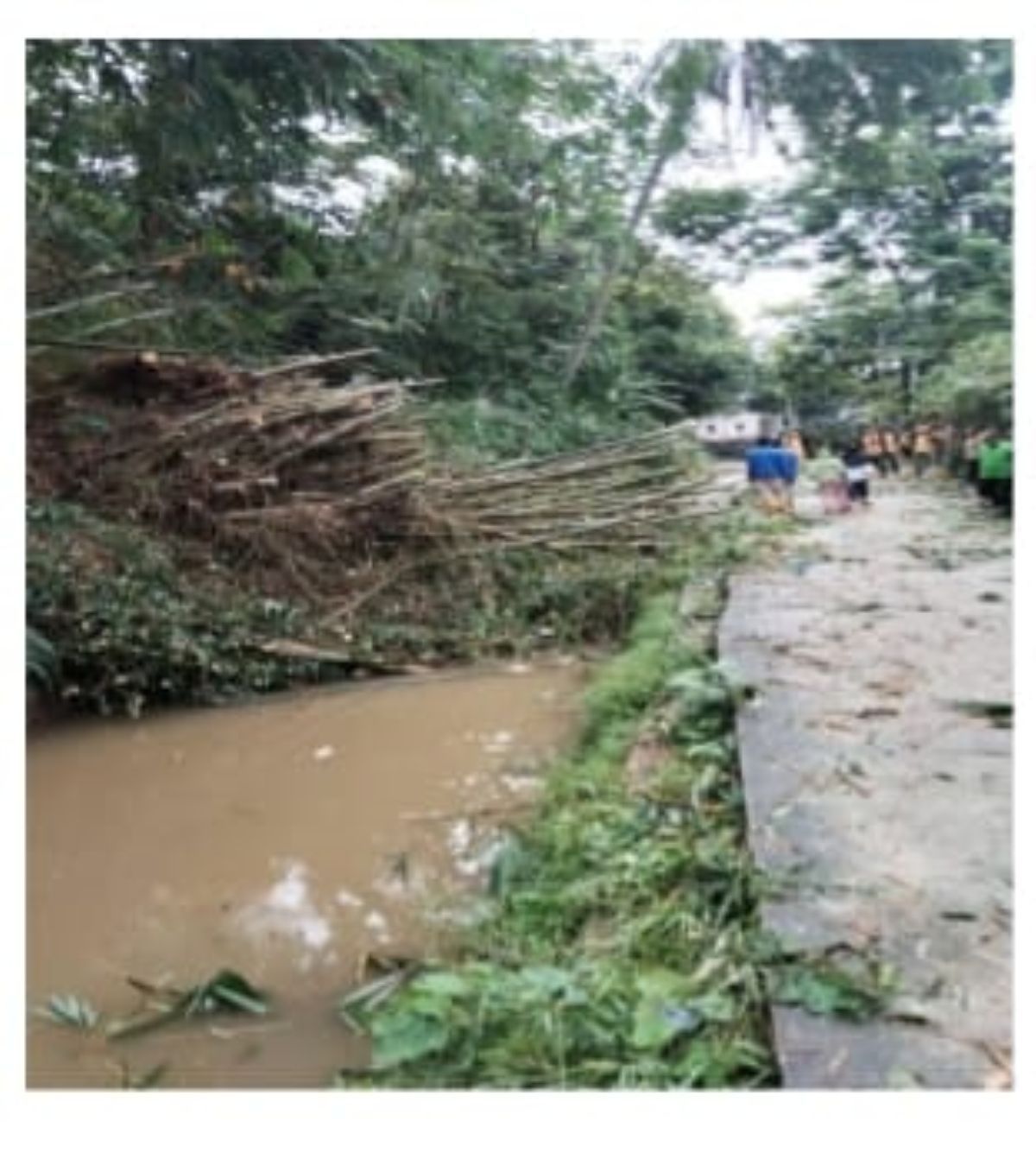 Bencana tanah longsor pada saluran irigasi Cibalok Desa Pandansari, Kecamatan Ciawi, Kabupaten Bogor, pada Rabu, 28 Januari 2026