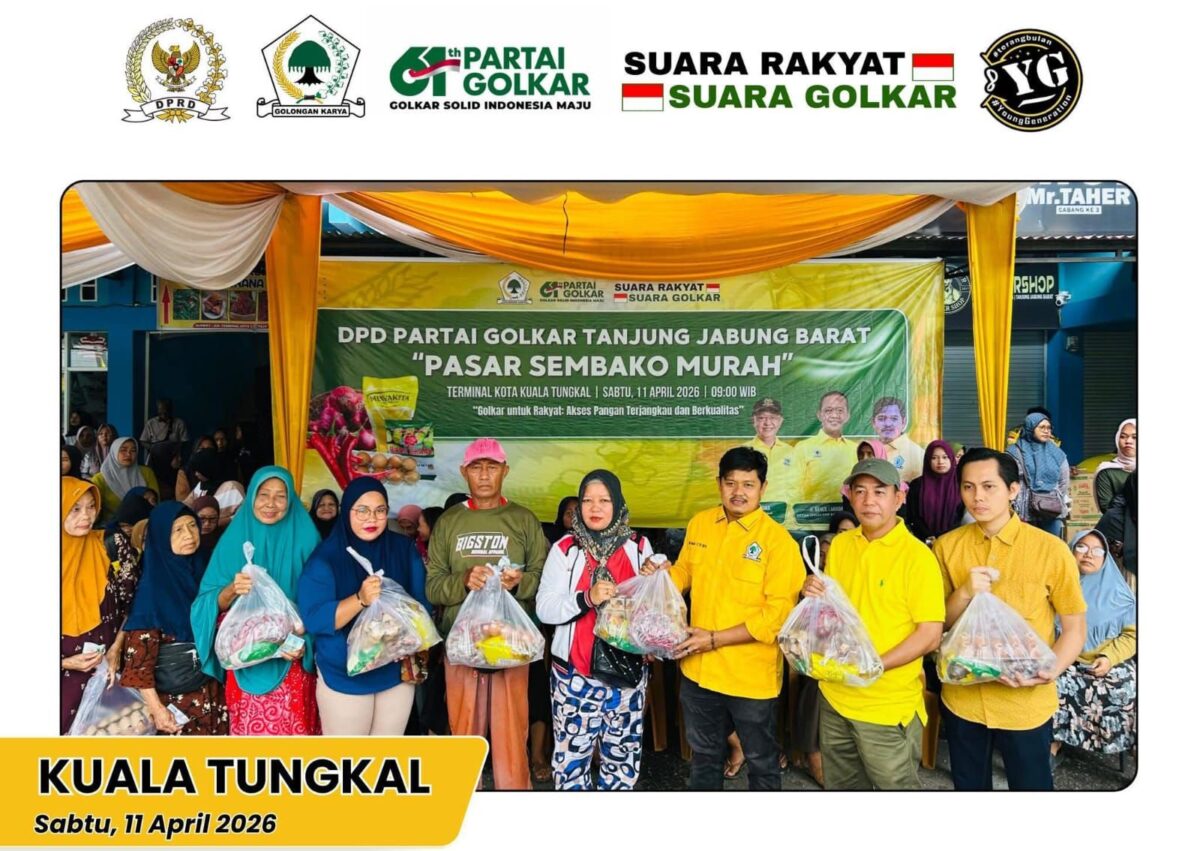Ketua Komisi II DPRD Tanjab Barat Bersama Golkar Gelar Operasi Pasar Murah, Warga Antusias Serbu Sembako