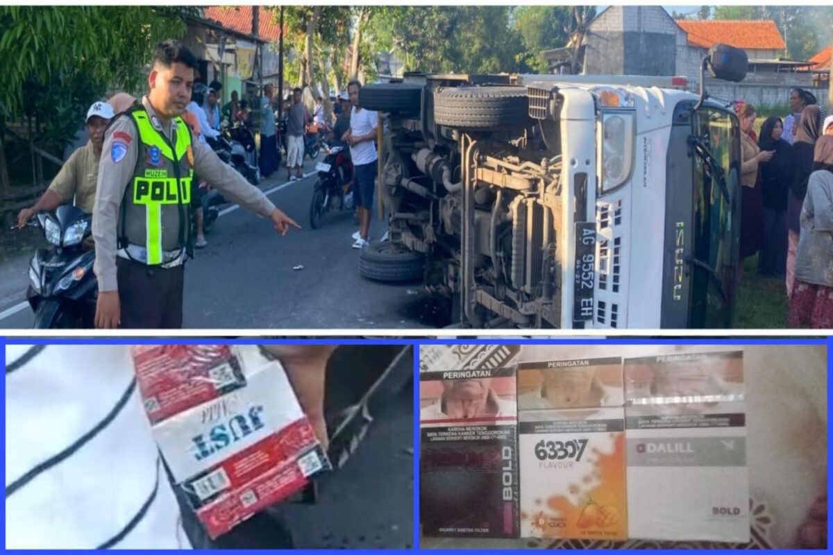 Sederet Merek Rokok Ilegal Diduga Asal Pamekasan Terbongkar Usai Mobil Box Kecelakaan.