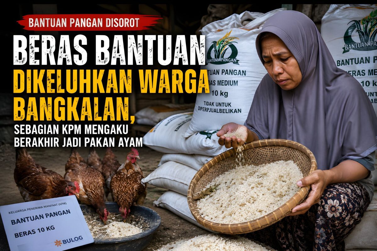 Beras Bantuan Pemerintah Dikeluhkan KPM Bangkalan, Diakui Berakhir Jadi Pakan Ayam.