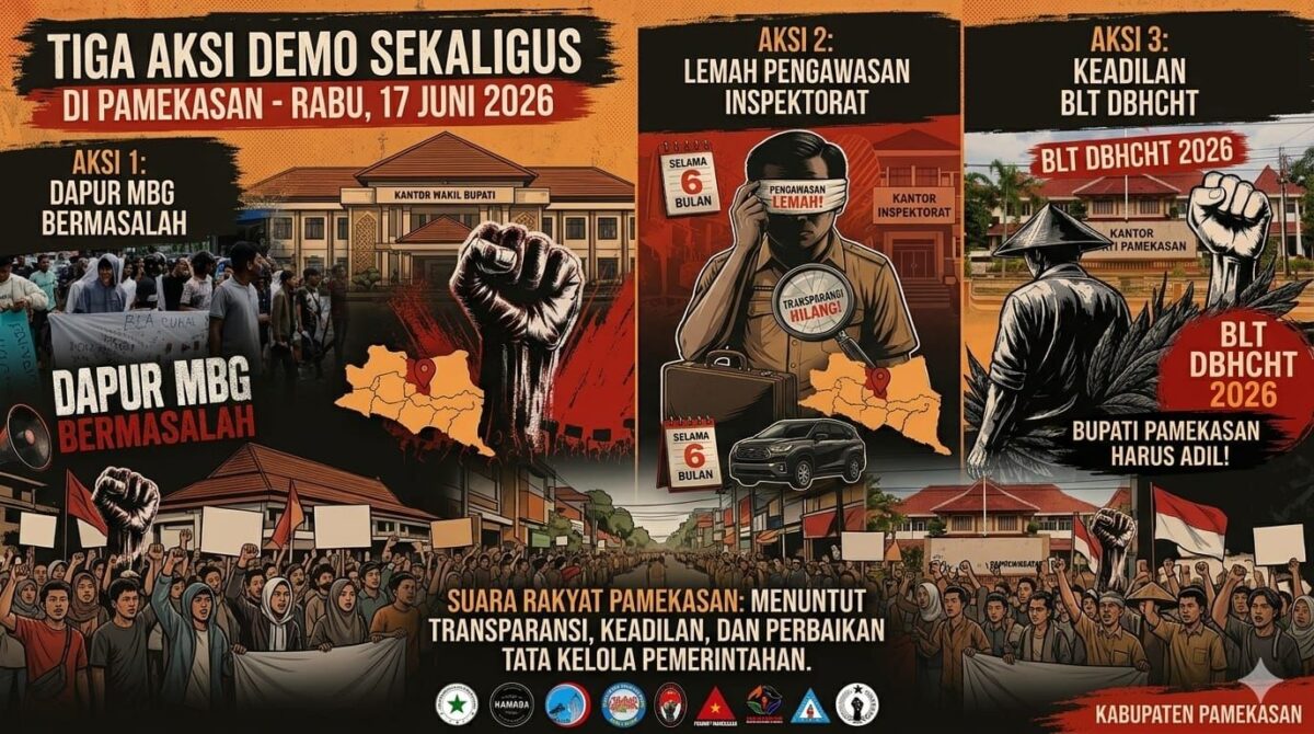 Menakar Dampak Carut-Marut Tata Kelola terhadap Kondusivitas Pamekasan, Tiga Elemen Gelar Unras