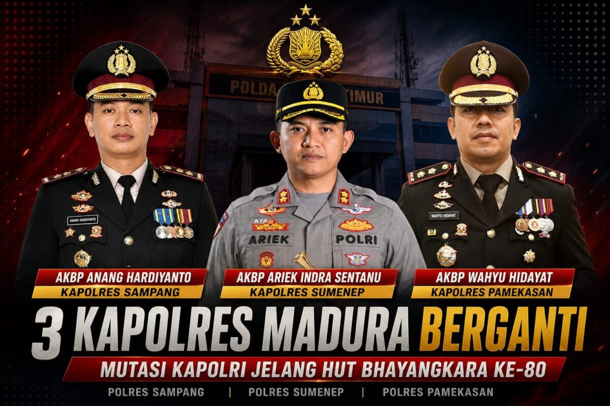Kapolri Mutasi Tiga Kapolres di Madura, Tongkat Komando Berganti