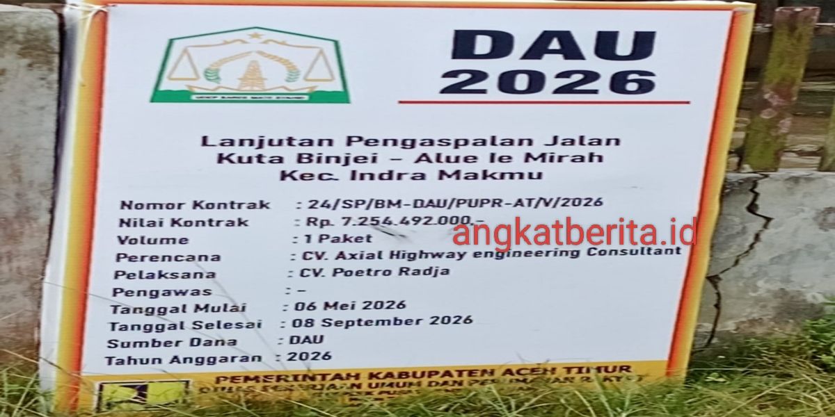 Viral, Kontrak Belum Berakhir, Jalan Rp7,25 Miliar di Indra Makmu Keburu Diresmikan, Kadis PUPR Aceh Timur Bungkam