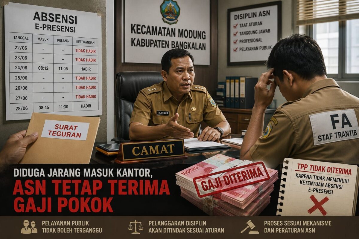 Diduga Bertahun-tahun Jarang Masuk Kantor, ASN Kecamatan Modung Tetap Terima Gaji Pokok