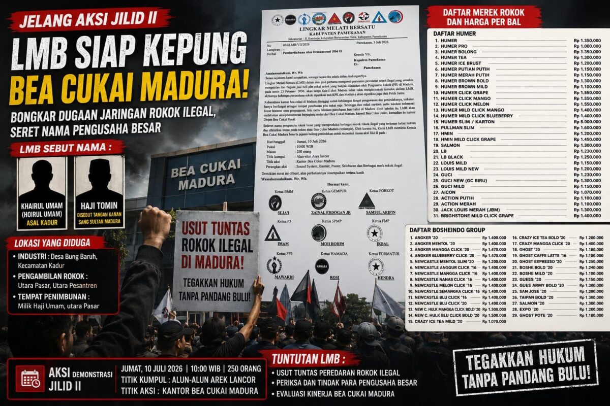 LMB Siap Kepung Bea Cukai Madura, Bongkar Dugaan Jaringan Rokok Ilegal, Sebut Nama Pengusaha dan Merek.