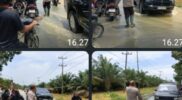 Banjir Rendam Jalan Sumor bor-Tanjung Selamat, Polsek Padang Tualang Sigap Atur Lalu Lintas