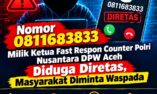 Nomor Ketua Fast Respon Counter Polri Nusantara DPW Aceh Diduga Diambil Alih, Warga Diminta Waspada