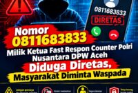 Nomor Ketua Fast Respon Counter Polri Nusantara DPW Aceh Diduga Diambil Alih, Warga Diminta Waspada