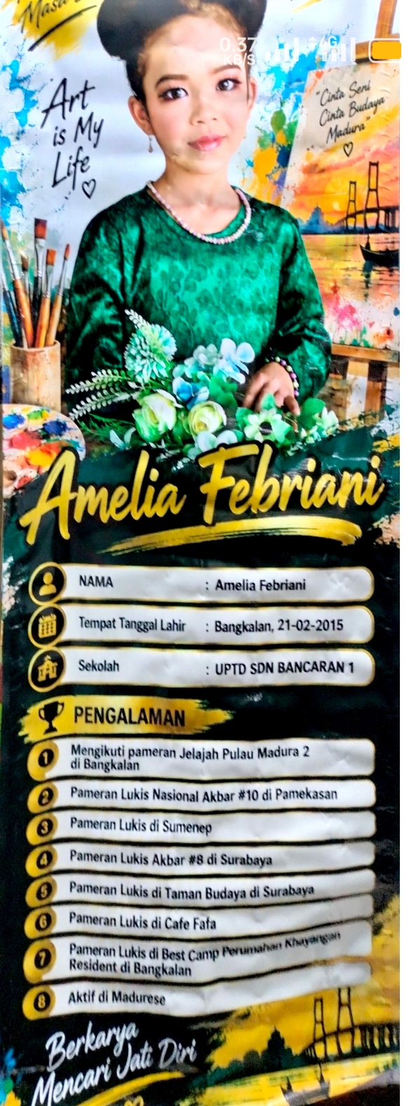 Amel, Seniman Cilik Bangkalan Berani Tampil dalam Pameran Lukis Tunggal.