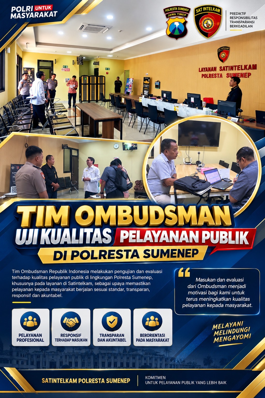 Ombudsman RI Perwakilan Jatim Bedah Layanan SPKT SKCK Polresta Sumenep, Targetkan Kepuasan Masyarakat