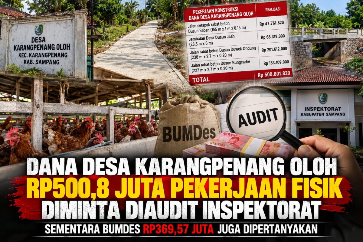 Dana Desa Karangpenang Oloh Disorot, Rp500,8 Juta Pekerjaan Fisik Diminta Diaudit
